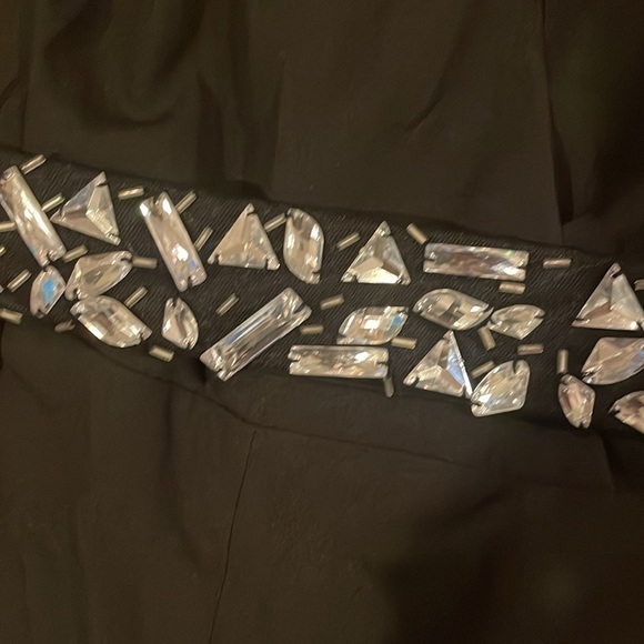 NWT BISOU BISOU Womens Black Wide Leg Jumpsuit Size 4 w Faux Gemstone Belt - Picture 8 of 11